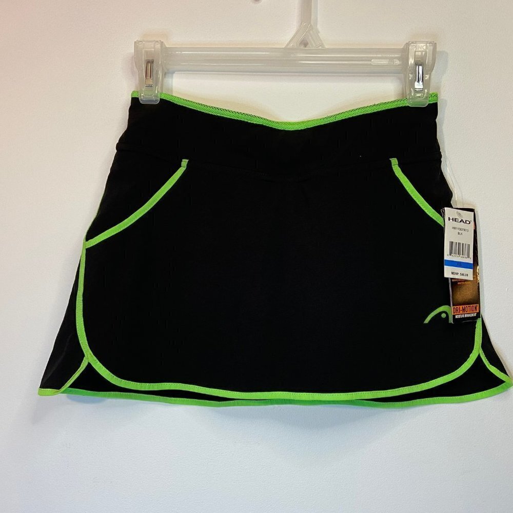HEAD Women's Black and Lime Tennis Skort - Size XS - NWT